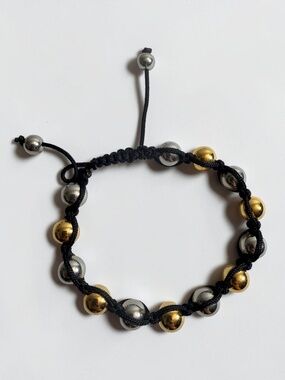 Bracelet Shamballa Gold & Silver Tone Adjustable Beaded Bracelet Unisex